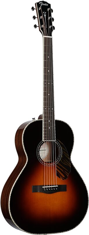Fender Paramount Series PS-220E Parlor Acoustic Electric Guitar (with Case), 3-Tone Sunburst, Body Left Front