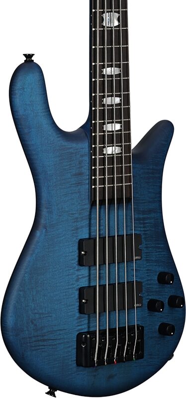 Spector Euro5 LX Electric Bass, 5-String (with Gig Bag), Black and Blue Matte, Serial Number 21NB19081, Full Left Front