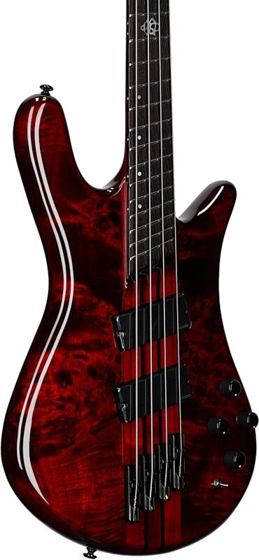 Spector NS Dimension Multi-Scale 4-String Bass Guitar (with Bag), Inferno Red Gloss, Serial Number 21W221774, Full Left Front