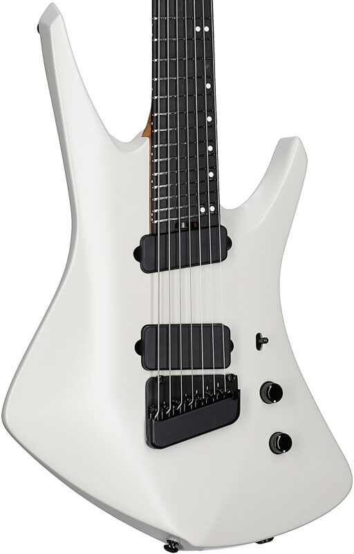 Ernie Ball Music Man Kaizen 7 Electric Guitar (with Case), Chalk White, Serial Number S09565, Full Left Front