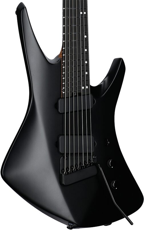 Ernie Ball Music Man Kaizen 7 Electric Guitar (with Case), Apollo Black, Serial Number S08562, Full Left Front