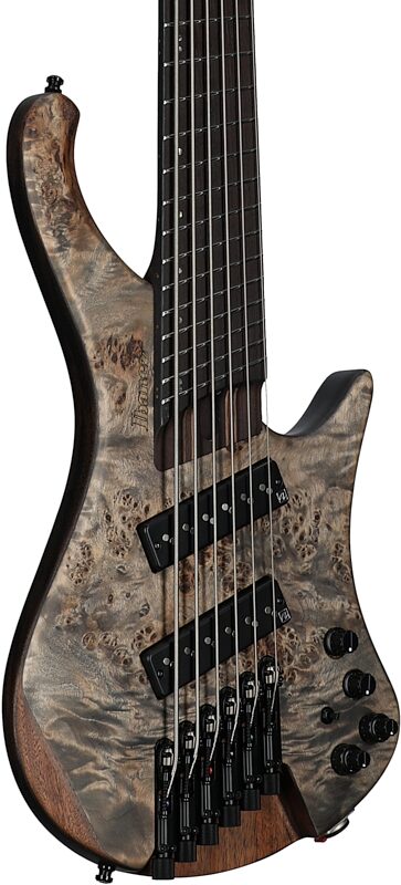 Ibanez EHB1506MS Bass Guitar, 6-String (with Gig Bag), Flat Black Ice, Serial Number 211P01I230107239, Full Left Front