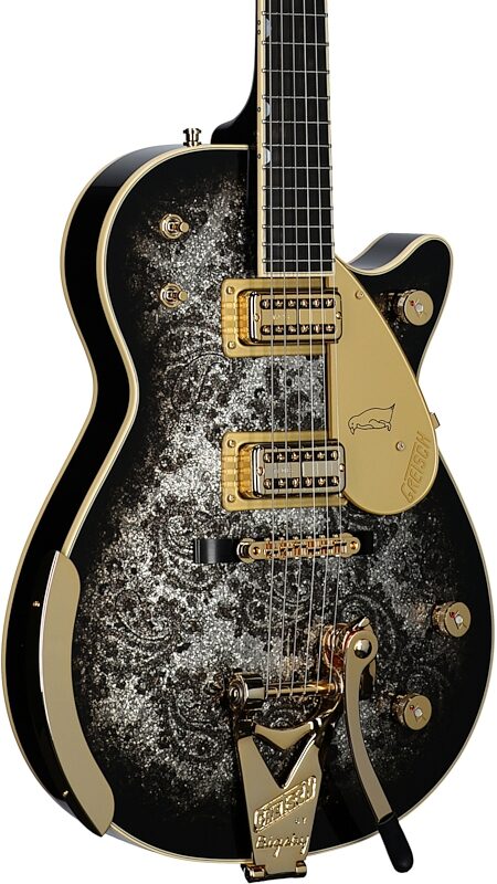 Gretsch G6134TG Limited Edition Paisley Penguin Electric Guitar (with Case), Black Paisley Penguin, Serial Number JT23051855, Full Left Front