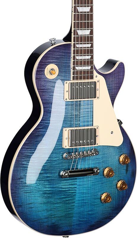 Gibson Les Paul Standard 50s Custom Color Electric Guitar, Figured Top (with Case), Blueberry Burst, Serial Number 223630380, Full Left Front