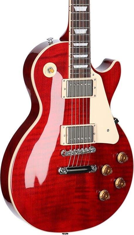 Gibson Les Paul Standard 50s Custom Color Electric Guitar, Figured Top (with Case), Cherry, Serial Number 223730423, Full Left Front
