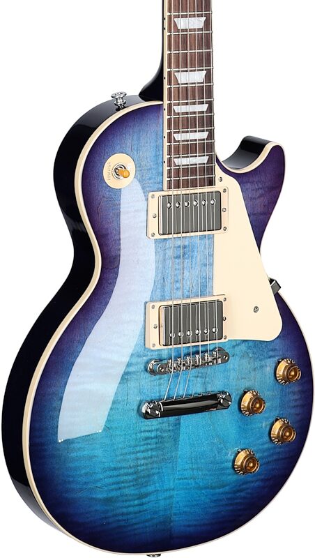 Gibson Les Paul Standard 50s Custom Color Electric Guitar, Figured Top (with Case), Blueberry Burst, Serial Number 222730319, Full Left Front