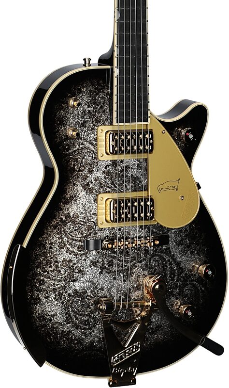 Gretsch G6134TG Limited Edition Paisley Penguin Electric Guitar (with Case), Black Paisley Penguin, Serial Number JT23114463, Full Left Front