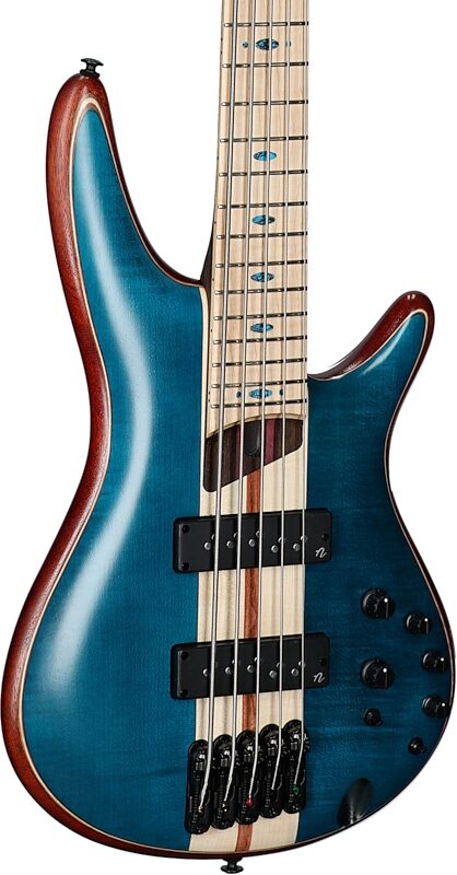 Ibanez SR1425 Premium Electric Bass, 5-String (with Gig Bag), Caribbean Green, Serial Number 211P01231204781, Full Left Front