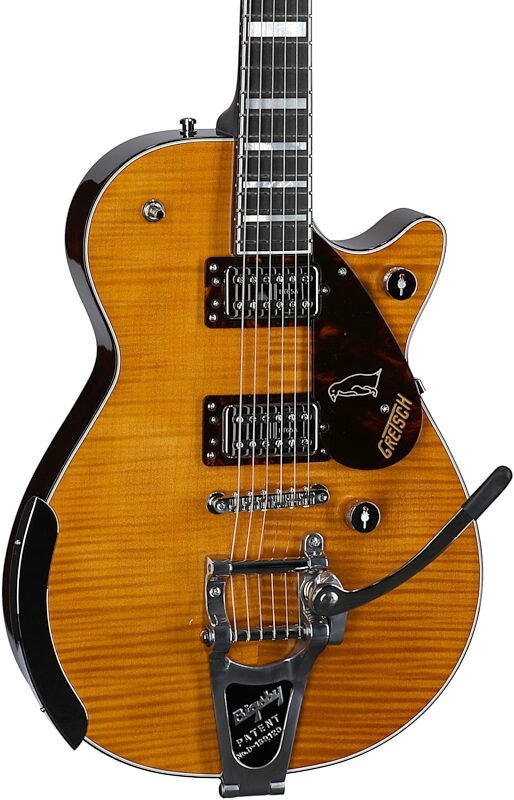 Gretsch G6134TFM-NH Nigel Hendroff Signature Penguin Electric Guitar (with Case), Penguin Amber, Serial Number JT23114436, Full Left Front