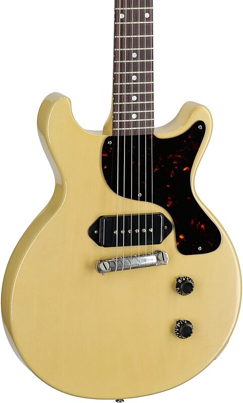 Gibson Custom 1958 Les Paul Junior Double Cut Reissue Electric Guitar (with Case), TV Yellow, Serial Number 84437, Full Left Front