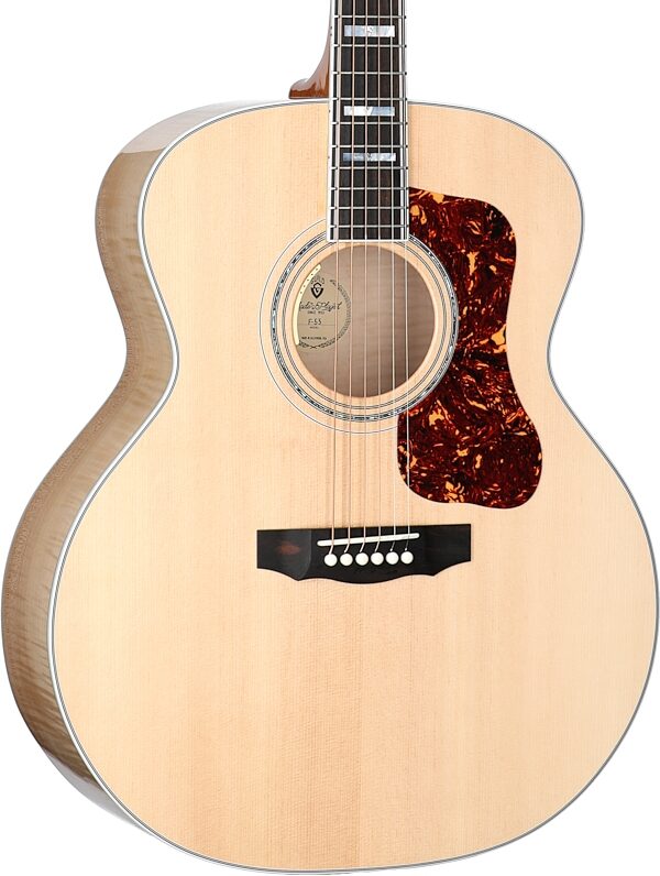 Guild F-55E Jumbo Maple Acoustic-Electric Guitar (with Case), Natural, Serial Number C240215, Full Left Front