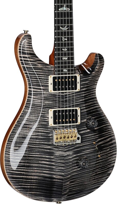 PRS Paul Reed Smith Custom 24 Pattern Thin 10-Top Electric Guitar (with Case), Charcoal Burst, Serial Number 0382221, Full Left Front
