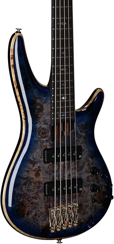 Ibanez SR2605 Premium Electric Bass, 5-String (with Gig Bag), Cerulean Blue Burst, Serial Number 240300083, Full Left Front