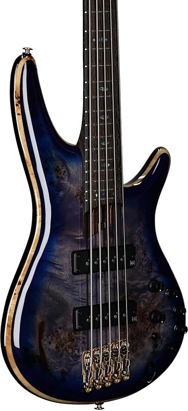 Ibanez SR2605 Premium Electric Bass, 5-String (with Gig Bag), Cerulean Blue Burst, Serial Number 240300081, Full Left Front