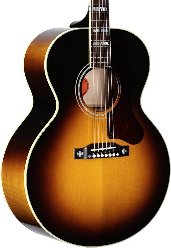 Gibson J-185 Original Acoustic-Electric Guitar (with Case), Vintage Sunburst, Serial Number 21244102, Full Left Front