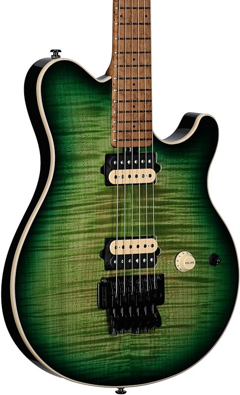 Ernie Ball Music Man Axis Electric Guitar (with Case), Matcha Flame, with Mono Bag, Serial Number H05267, Full Left Front