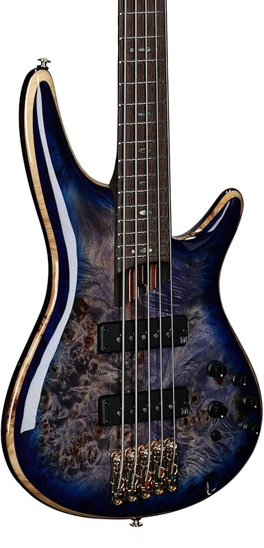 Ibanez SR2605 Premium Electric Bass, 5-String (with Gig Bag), Cerulean Blue Burst, Serial Number 211P04231105020, Full Left Front