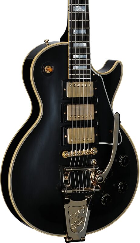 Gibson Custom '57 Les Paul Custom Black Beauty Electric Guitar (with Case), Ebony, with Bigsby, Serial Number 741237, Full Left Front