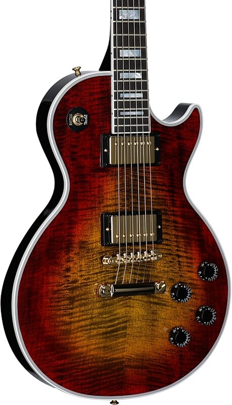 Gibson Custom Les Paul Axcess Figured Top Electric Guitar (with Case), Bengal Burst, Serial Number CS402600, Full Left Front