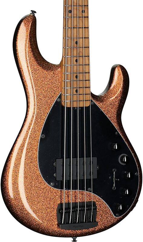 Ernie Ball Music Man DarkRay 5 Electric Bass Guitar (with Case), Gold Bar, Serial Number S11018, Full Left Front