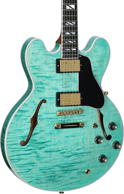 Gibson ES-335 Supreme Figured Top Electric Guitar (with Case), Seafoam Green, Serial Number 222140079, Full Left Front