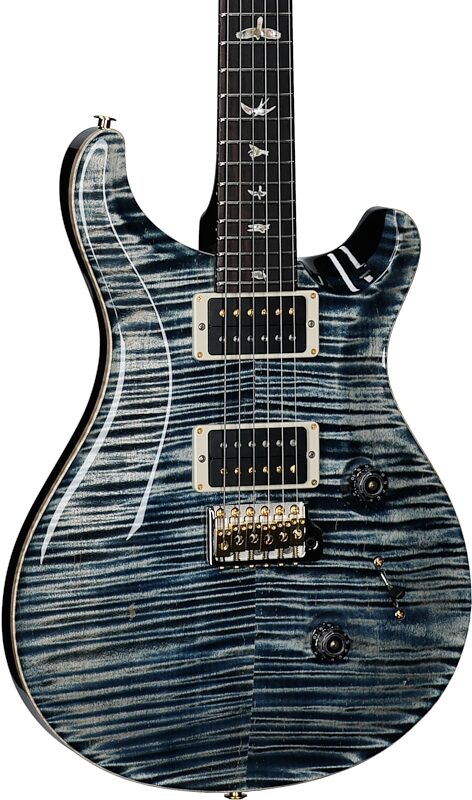 PRS Paul Reed Smith Custom 24 Pattern Thin 10-Top Electric Guitar (with Case), Faded Whale Blue, Serial Number 0390145, Full Left Front