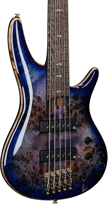 Ibanez SR2605 Premium Electric Bass, 5-String (with Gig Bag), Cerulean Blue Burst, Serial Number 240608607, Full Left Front