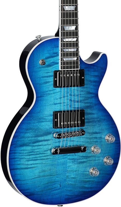Gibson Les Paul Modern Figured AAA Electric Guitar (with Case), Cobalt Burst, Serial Number 223340032, Full Left Front