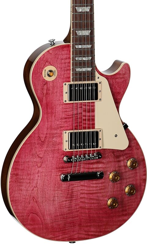 Gibson Les Paul Standard 50s Custom Color Electric Guitar, Figured Top (with Case), Transparent Fuchsia, Serial Number 227630331, Full Left Front