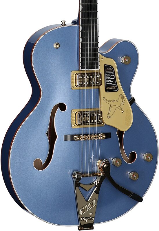 Gretsch Pro Series Falcon Electric Guitar (with Case), Cerulean Smoke, Serial Number JT24103596, Full Left Front