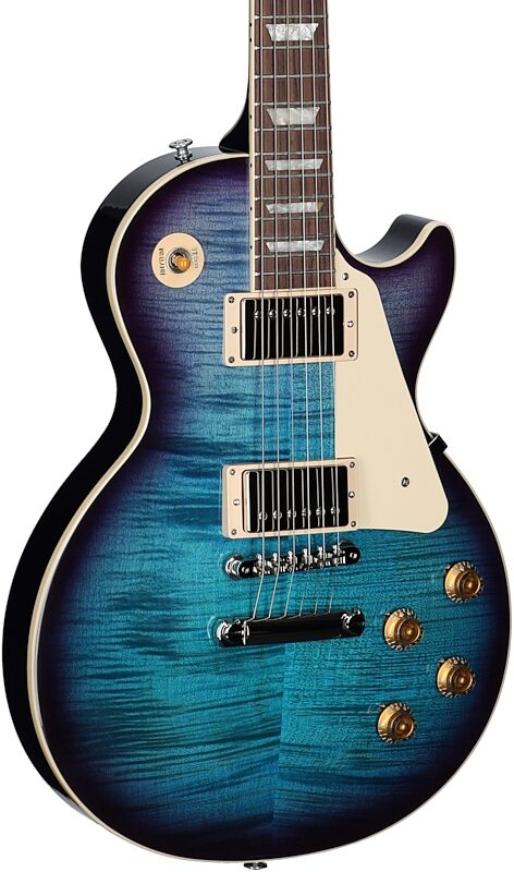 Gibson Les Paul Standard 50s Custom Color Electric Guitar, Figured Top (with Case), Blueberry Burst, Serial Number 226830269, Full Left Front