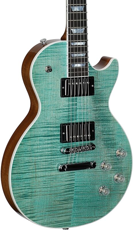 Gibson Les Paul Modern Figured AAA Electric Guitar (with Case), Seafoam Green, Serial Number 225440154, Full Left Front