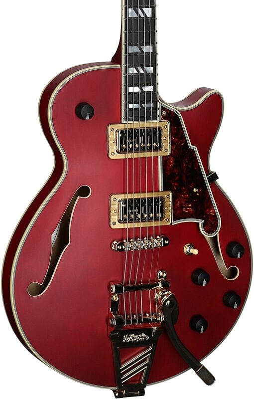 D'Angelico Deluxe Bobby Weir 3 Electric Guitar, Satin Transparent Wine, Serial Number W2401383, Full Left Front