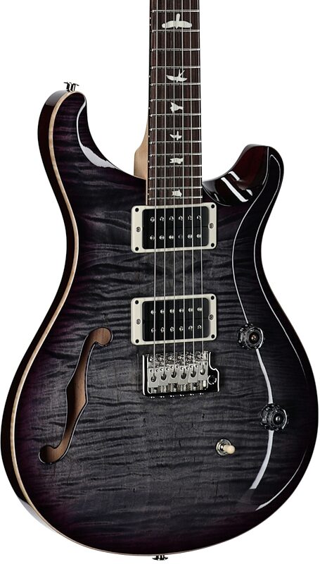 PRS Paul Reed Smith CE 24 Semi-Hollowbody Electric Guitar (with Gig Bag), Faded Gray Black Purple Burst, Serial Number 0402491, Full Left Front