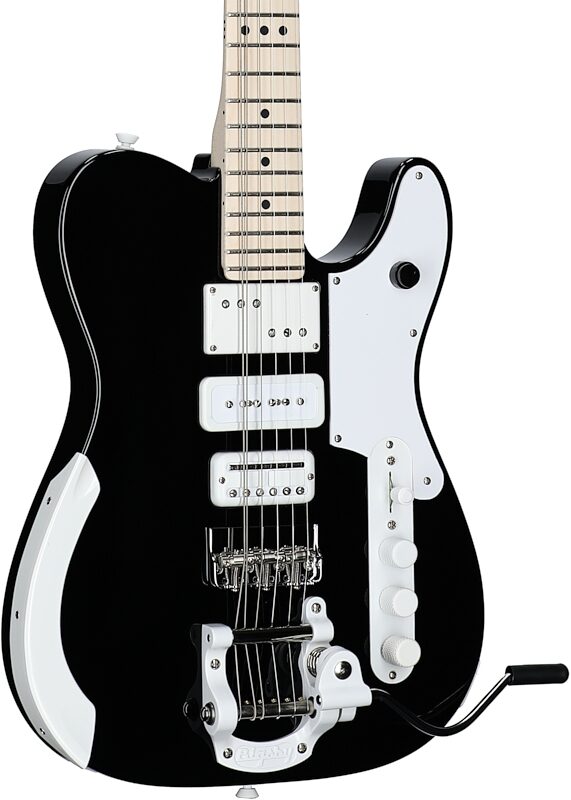 Fender Limited Edition Jack White Triplecaster Telecaster Electric Guitar, Maple Fingerboard (with Case), Black, Serial Number JW240978, Full Left Front