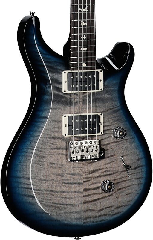 PRS Paul Reed Smith S2 Custom 24 Gloss Pattern Thin Electric Guitar (with Gig Bag), Faded Gray Black Blue Smokeburst, Serial Number S2081827, Full Left Front