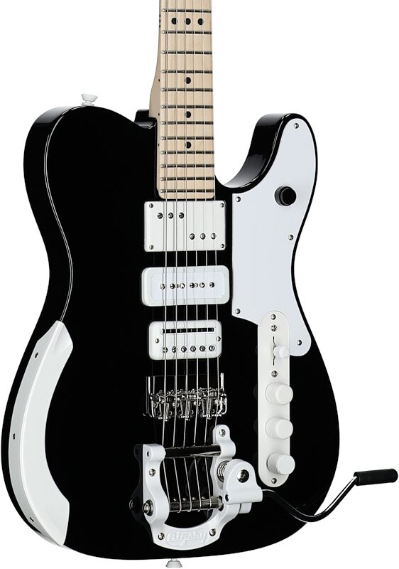 Fender Limited Edition Jack White Triplecaster Telecaster Electric Guitar, Maple Fingerboard (with Case), Black, Serial Number JW241063, Full Left Front