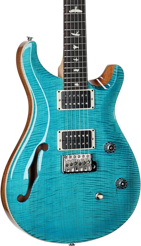 PRS Paul Reed Smith CE 24 Semi-Hollowbody Electric Guitar (with Gig Bag), Carroll Blue, Serial Number 0406947, Full Left Front