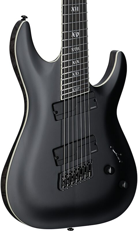 Schecter C-7 Multiscale SLS Elite Evil Twin Electric Guitar, Satin Black, Full Left Front