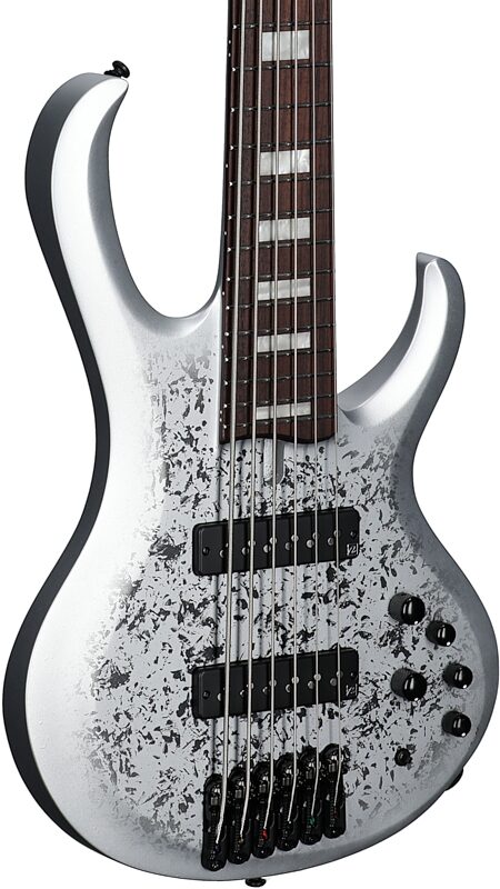 Ibanez BTB 25th Anniversary Bass Guitar, 6-String, Silver Blizzard, Full Left Front