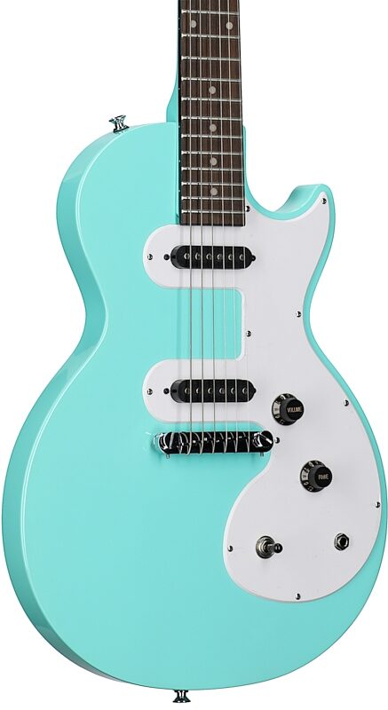 Epiphone Les Paul Melody Maker E1 Electric Guitar, Turquoise, Scratch and Dent, Full Left Front