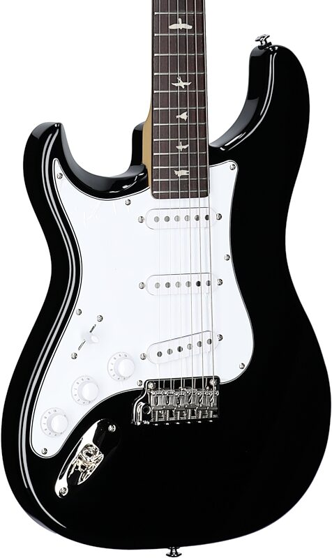 PRS Paul Reed Smith SE Silver Sky Electric Guitar, Left-Handed, Maple Fretboard (with Gig Bag), Piano Black, Full Left Front
