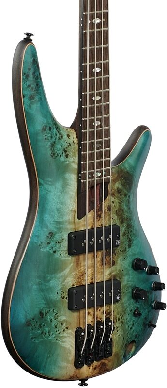 Ibanez Premium SR1600B Bass Guitar (with Gig Bag), Caribbean Shoreline, with Bag, Scratch and Dent, Full Left Front