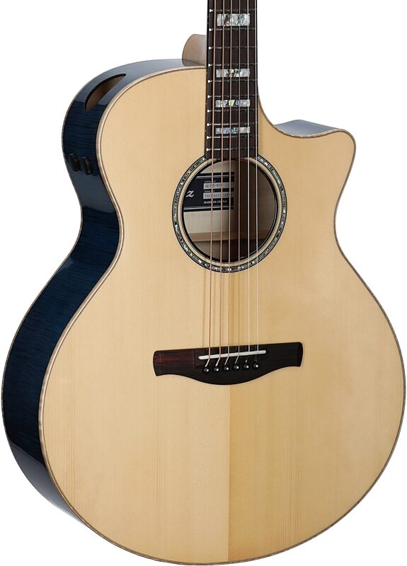 Ibanez AE390 Acoustic-Electric Guitar, Natural Top Aqua Blue, Blemished, Full Left Front