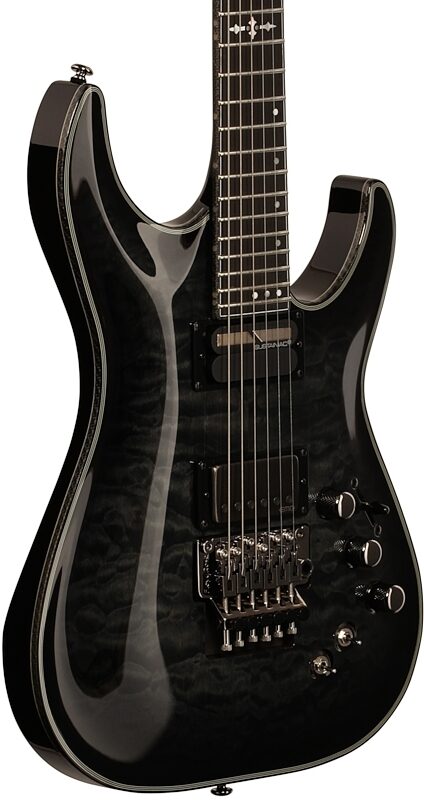 Schecter Hellraiser Hybrid C-1FRS Electric Guitar, Transparent Black Burst, Full Left Front