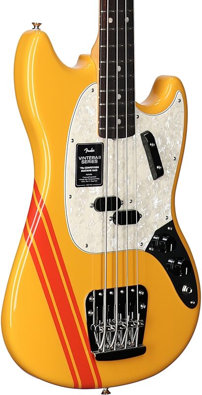 Fender Vintera II '70s Mustang Electric Bass (with Gig Bag), Competition Orange, Full Left Front