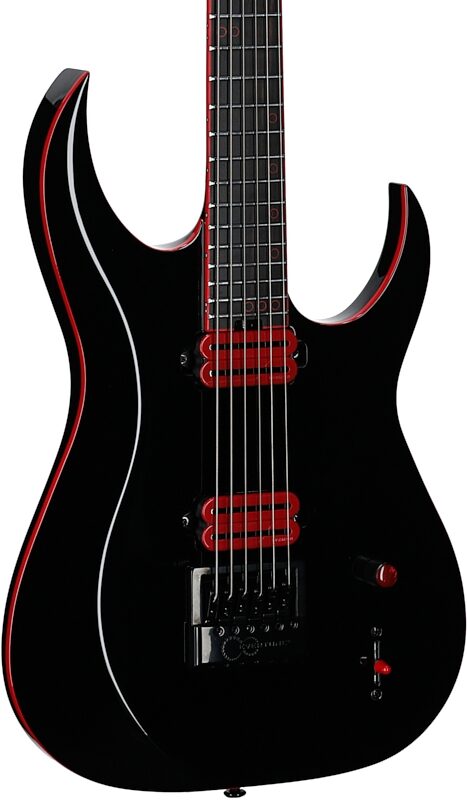 Schecter Sunset-6 ET EX Red Dawn Baritone Electric Guitar, Gloss Black, Full Left Front
