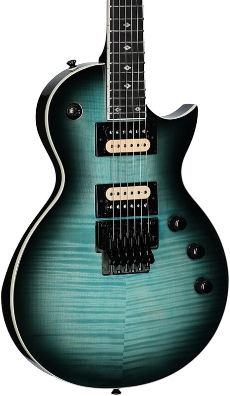 Kramer Assault Figured Electric Guitar (with Gig Bag), Caribbean Blue Perimeter, Full Left Front