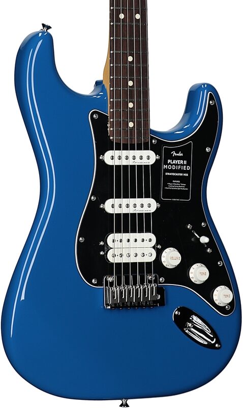 Fender Player II Modified Stratocaster HSS Electric Guitar, Rosewood Fingerboard (with Gig Bag), Electric Blue, Full Left Front