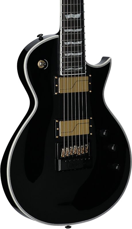 ESP LTD Deluxe EC-1007 Baritone Evertune Electric Guitar, Black, Full Left Front